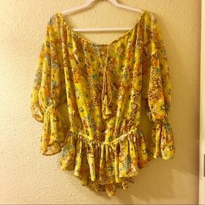 Luciano Dante Yellow Floral Blouse